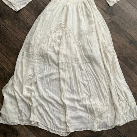 Free People Dixie Lace Smocked Panel Maxi Dress, Egret (White), L (NWOT) - Picture 8 of 16
